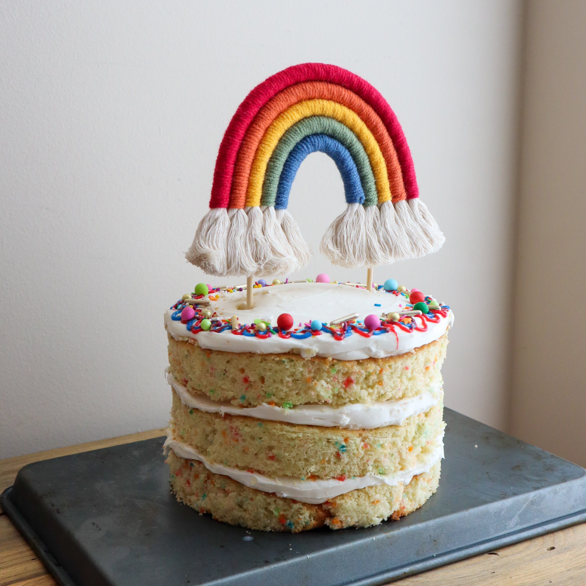 Macrame Rainbow Cake Topper Etsy