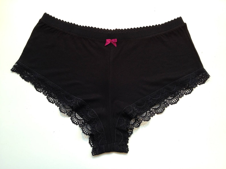 Black Jersey Panties Black Jersey Knickers With Black Lace Black