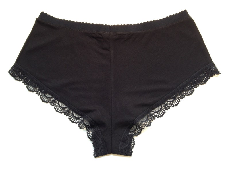 Black Jersey Panties Black Jersey Knickers With Black Lace Black