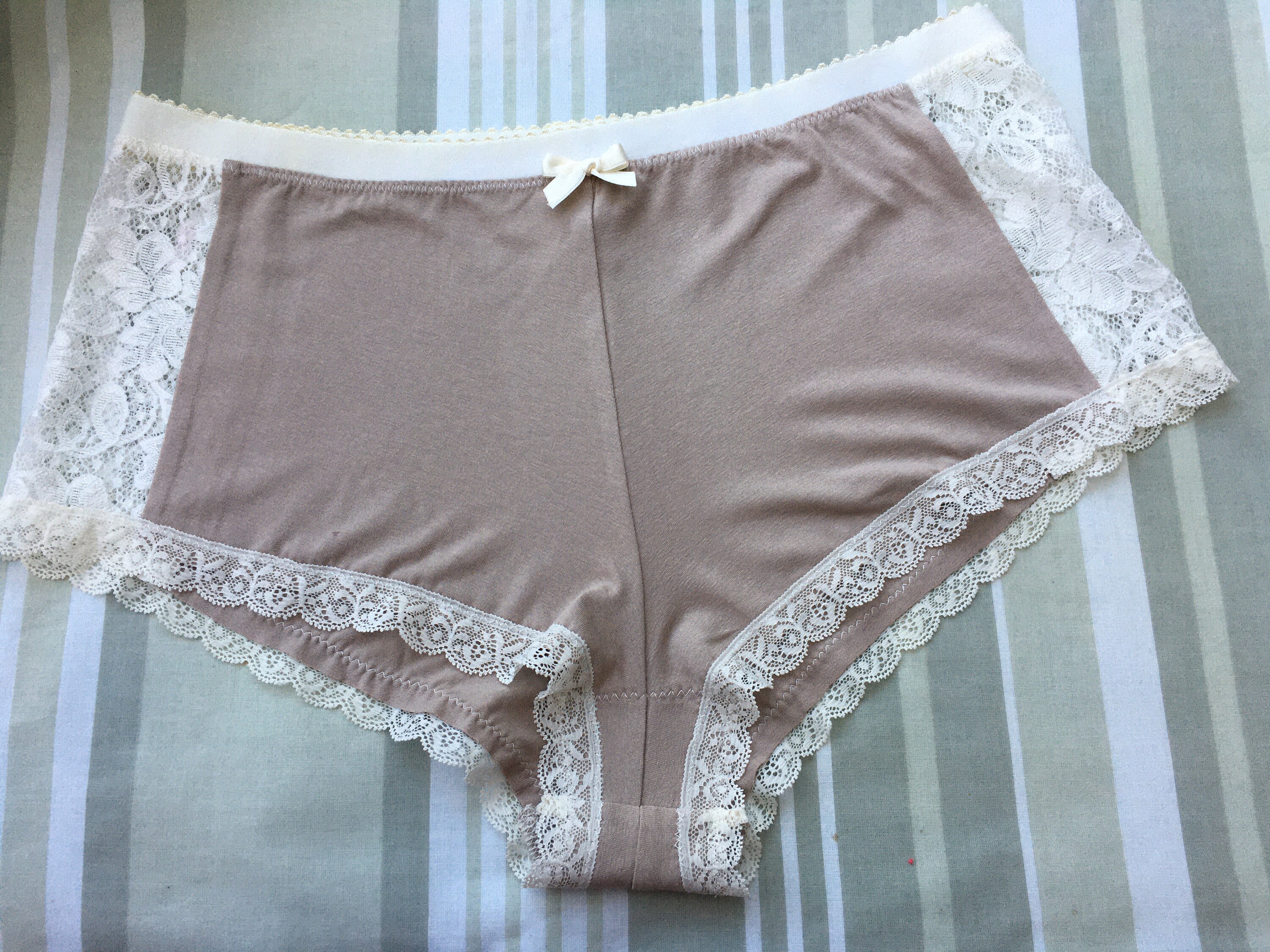 Classic panty Panties Beige with offwhite lace shorty Etsy