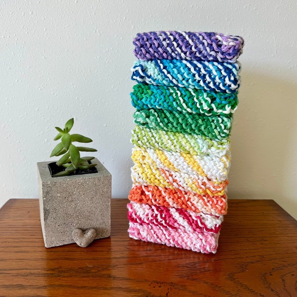 Cotton Dishcloth Kitchen Rag Cleaning Cloth Rainbow Fiber Art