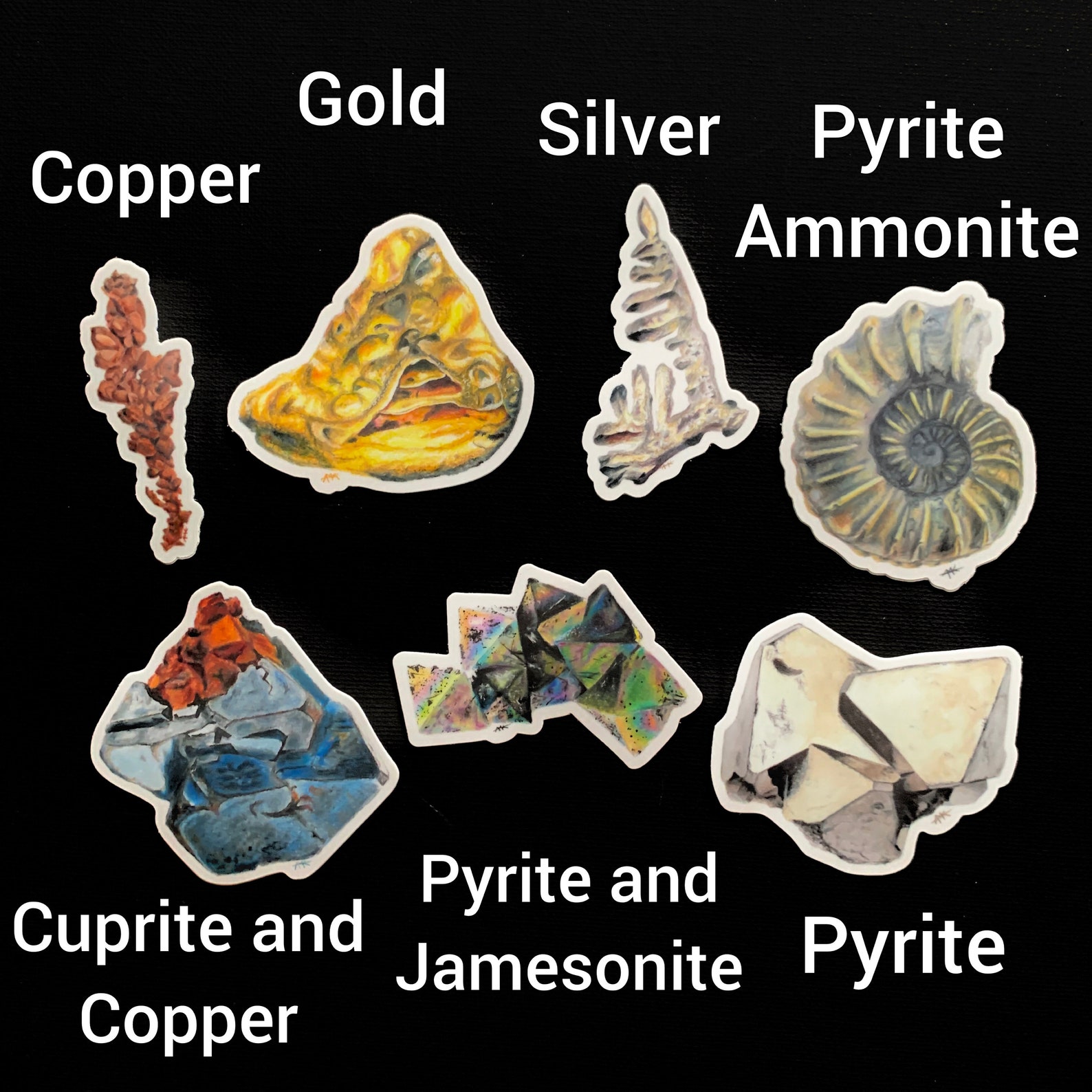 Metallic Stickers Crystal Rock Art | Mineral Specimen Collection ...