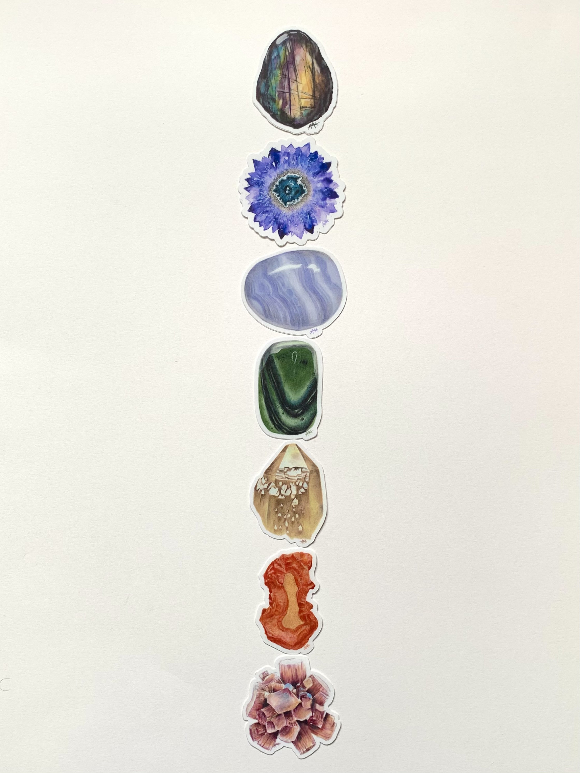Chakra Crystal Sticker Set Chakra Balancing Minera| Watercolor Art - Etsy