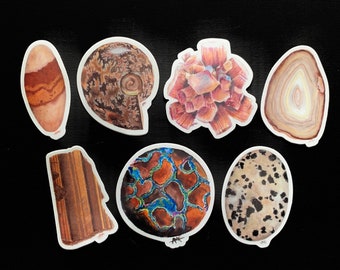 Hand Drawn Mineral and Crystal Art Die Cut Vinyl Stickers