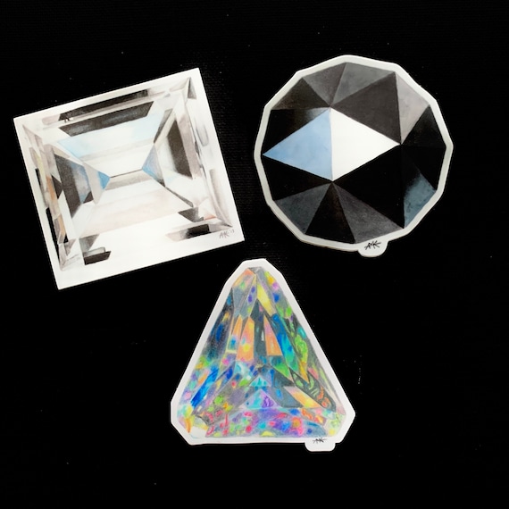 Facet Gems Birthstone Gift Sticker Set | April Birthstone Diamond Art Painting | Black Spinel