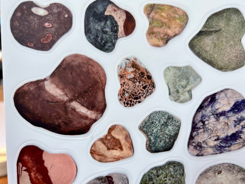 Stickers With Rocks Heart Rock Vinyl Sticker Sheet: Watercolor Stone Art - Etsy