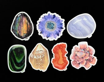 Chakra Crystal Sticker Set Chakra Balancing Minera| Watercolor Art