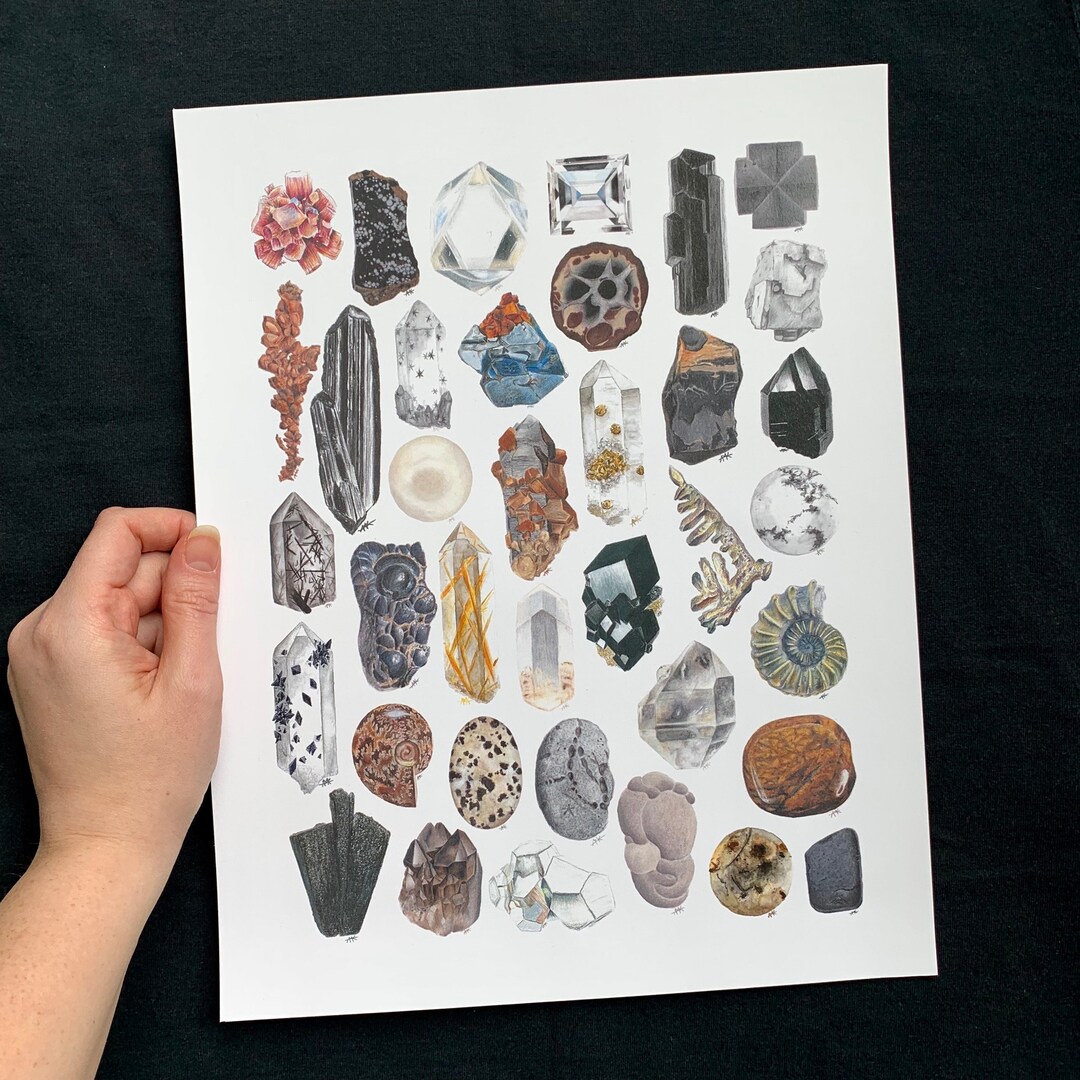 Neutral Wall Hanging Geology Art Smoky Quartz Crystal Fossil Specimen