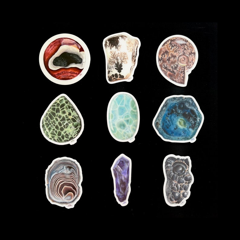 Igneous Rocks Sticker Mineral Art Stickers: Iolite, Agate, Larimar, Sapphire (3 Inch) - Etsy