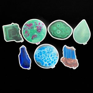 Hand Drawn Mineral and Crystal Art Die Cut Vinyl Stickers