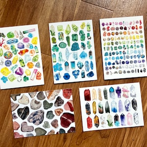 Crystal Rock Art Notecard avec enveloppe, Heart Rock et Quartz Points, Mineral and Crystal Art, Ensemble de cartes de remerciement