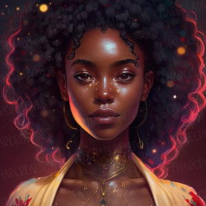 Iridescent Brown Girl Melanin Black Woman PNG Big Afro Hair Clipart Black Girl Magic Design for T-Shirts Tumblers Sublimation African Queen