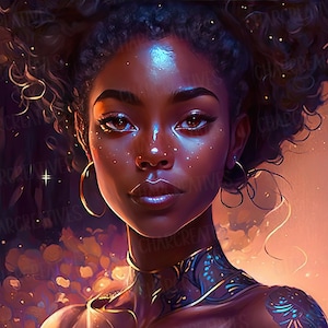 Dark Skinned Goddess Melanin Black Woman PNG Big Afro Hair Clipart Black Girl Magic Design voor T-Shirts Tumblers Sublimation African Queen