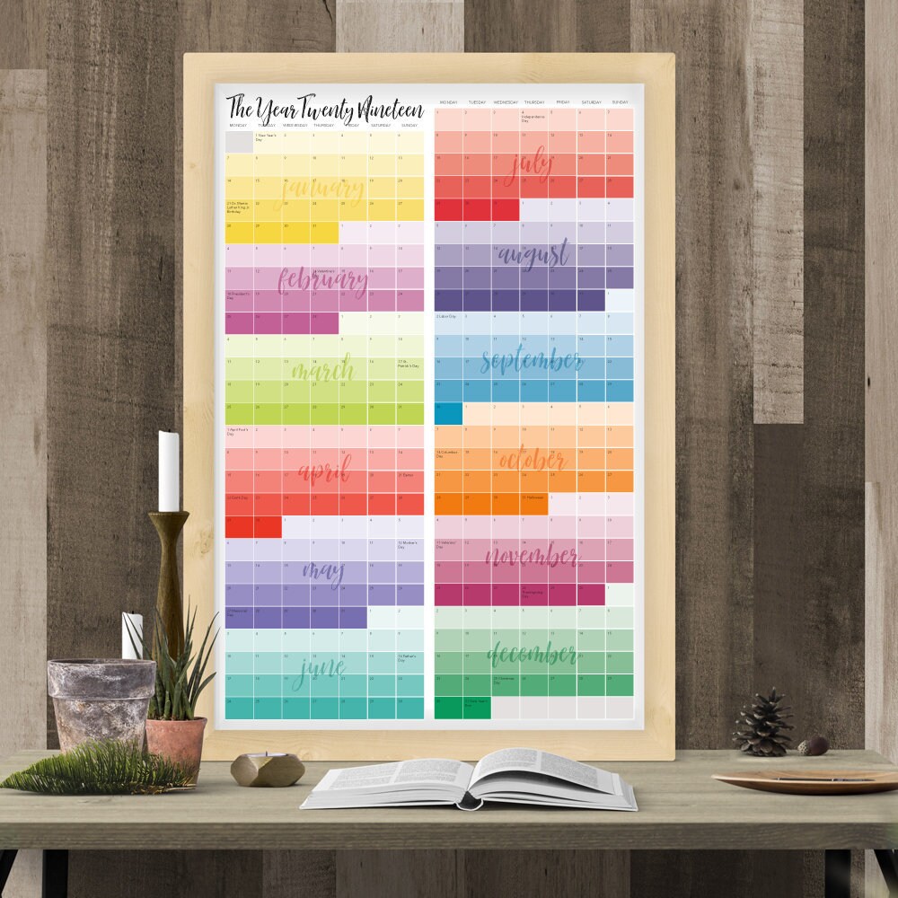 jan dec 2019 continuous calendar etsy continuous calendar