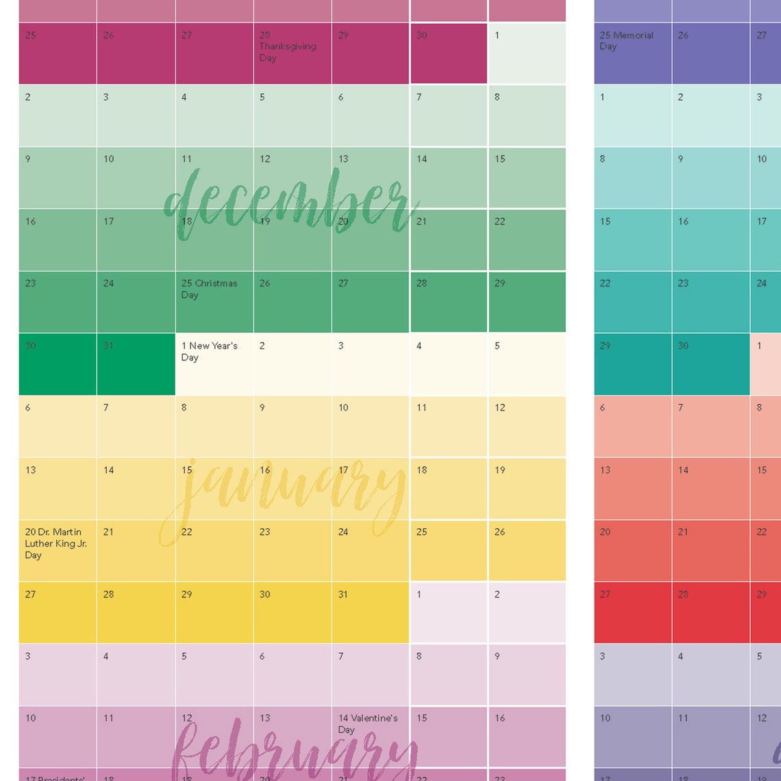 Sept 2019 Aug 2020 Continuous Calendar DIGITAL DOWNLOAD Etsy Sept 2019 Aug 2020 Continuous Calendar DIGITAL DOWNLOAD Etsy
