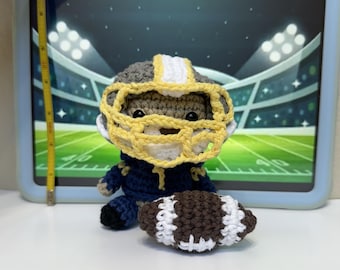 Amazing handmade Crochet Bear Football themed for decoration/gift/toy Cute Football Player Bear with football.