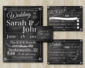 chalkboard wedding invitation etsy