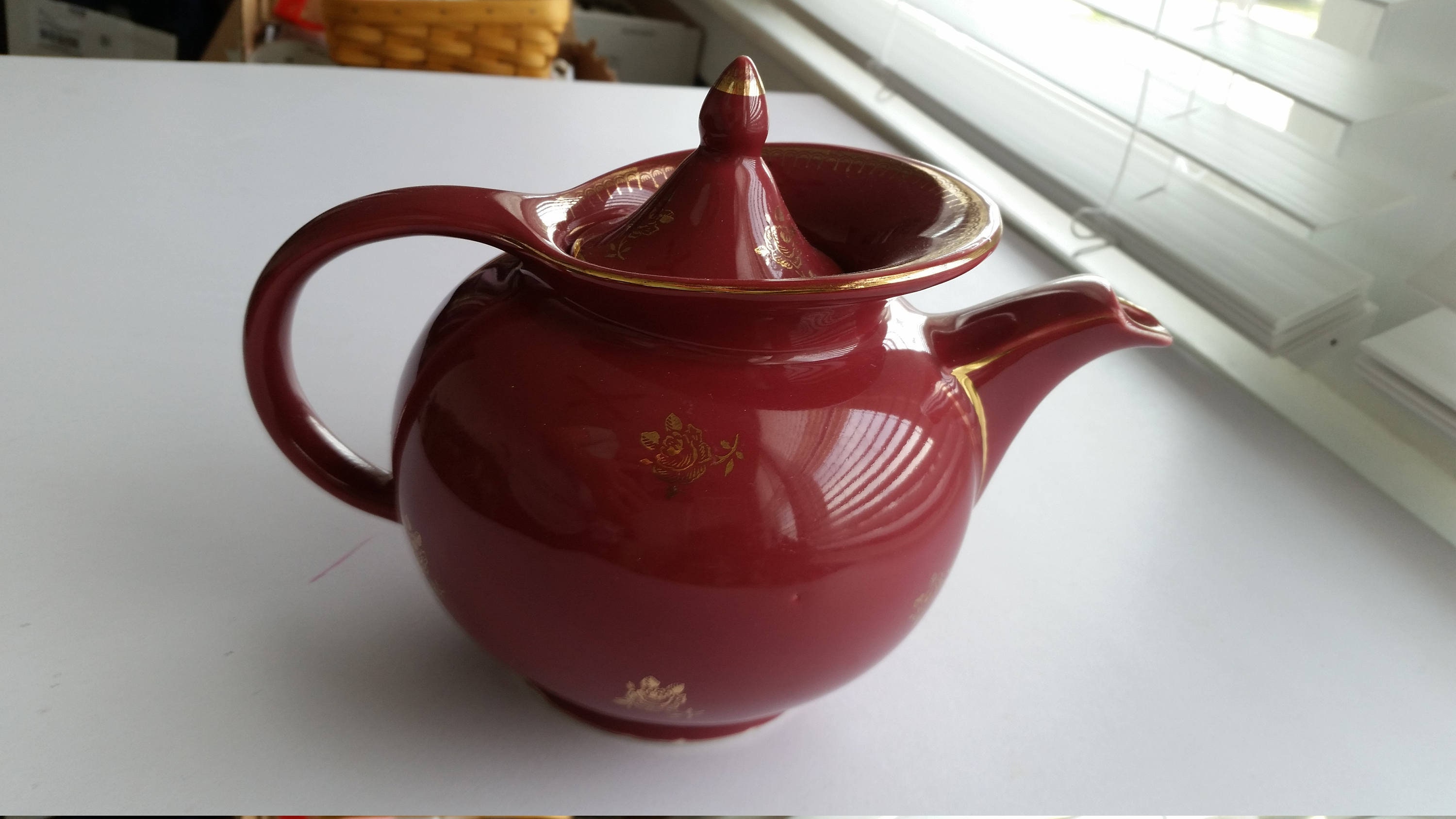 Hall Windshield Teapot Burgundy Etsy
