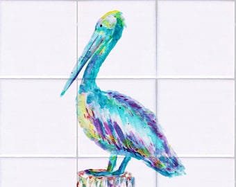 Pelican Only Tile Mural, High Quality (won't fade), Indoor or Outdoor, Wall Tiles, Backsplash, Shower, Mosaic, Commercial & Residential