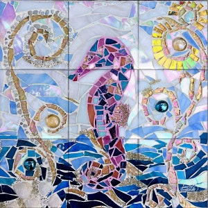 Seahorse Mosaic Tile Mural, High Quality (won&#39;t fade), Indoor or Outdoor, Wall Tiles, Backsplash, Shower, Mosaic, Commercial & Residential