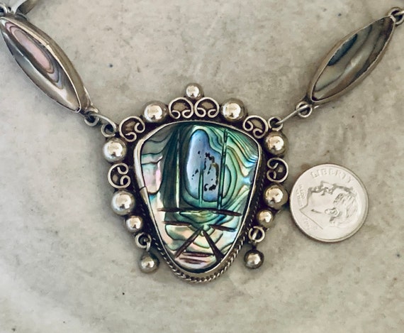 Vintage TAXCO Mexican 925 Sterling Silver Abalone… - image 5