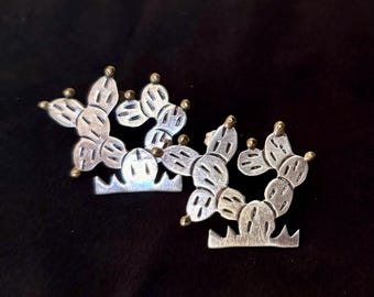Vintage Taxco Sterling Silver Prickly Pear Cactus Post Earrings