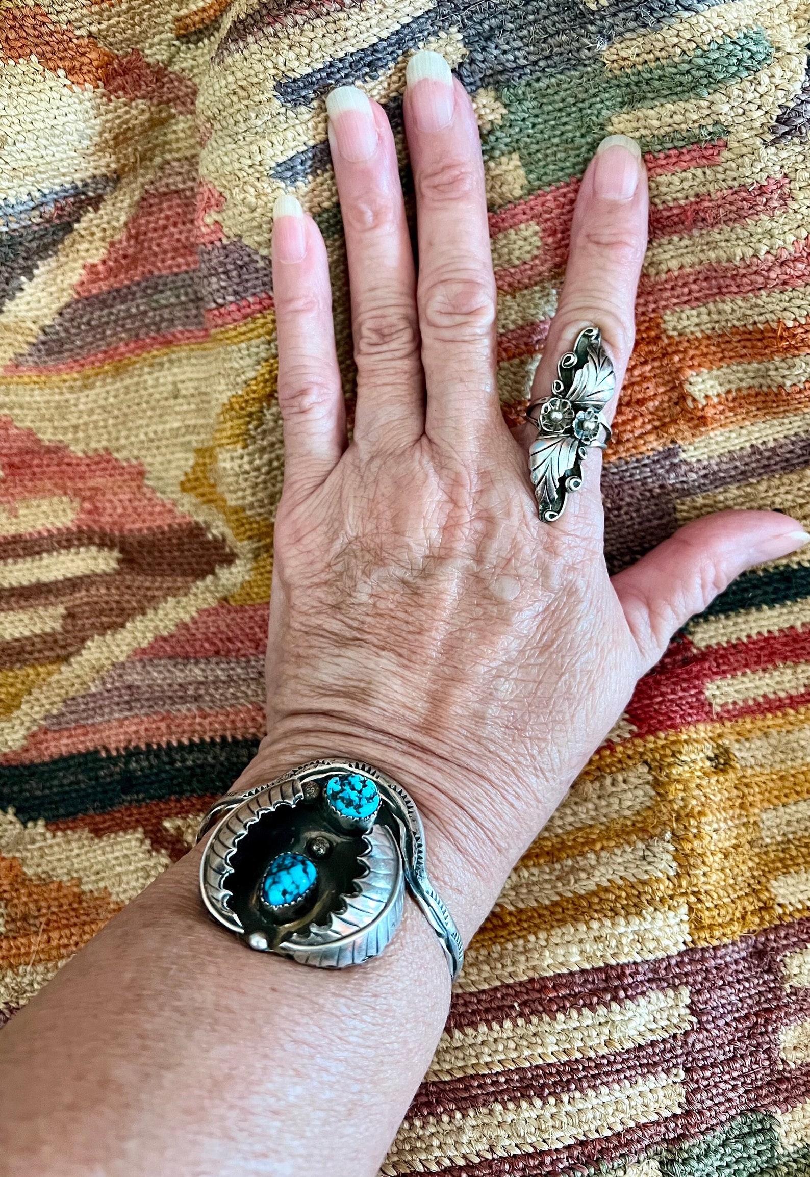 Vintage Old Pawn Navajo Sterling Silver Turquoise Cuff Bracelet - Etsy
