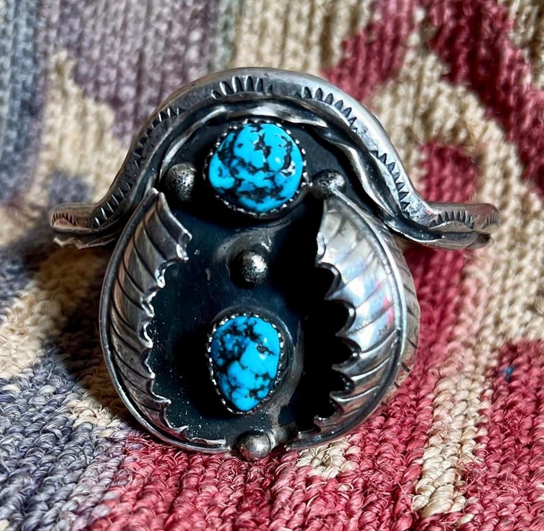 Vintage Old Pawn Navajo Sterling Silver Turquoise Cuff Bracelet - Etsy