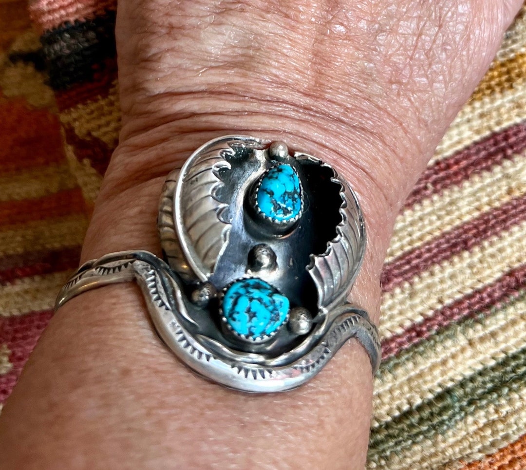 Bintage Old Pawn Navajo Sterling Silver Turquoise Cuff Bracelet - Etsy