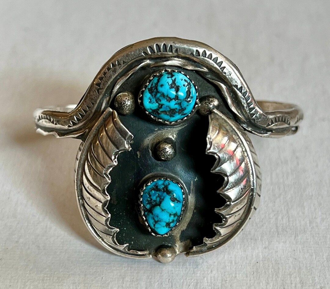 Vintage Old Pawn Navajo Sterling Silver Turquoise Cuff Bracelet - Etsy
