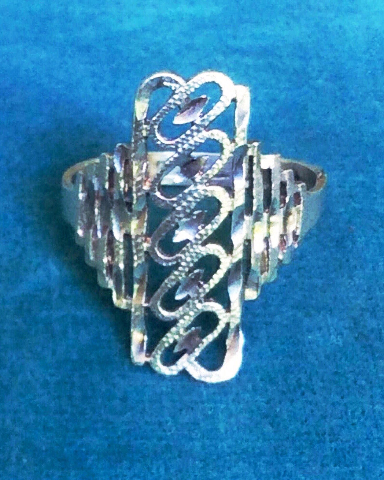 14 K White Gold Vintage Filigree Art Deco Ring Size 7 3/4 - Etsy