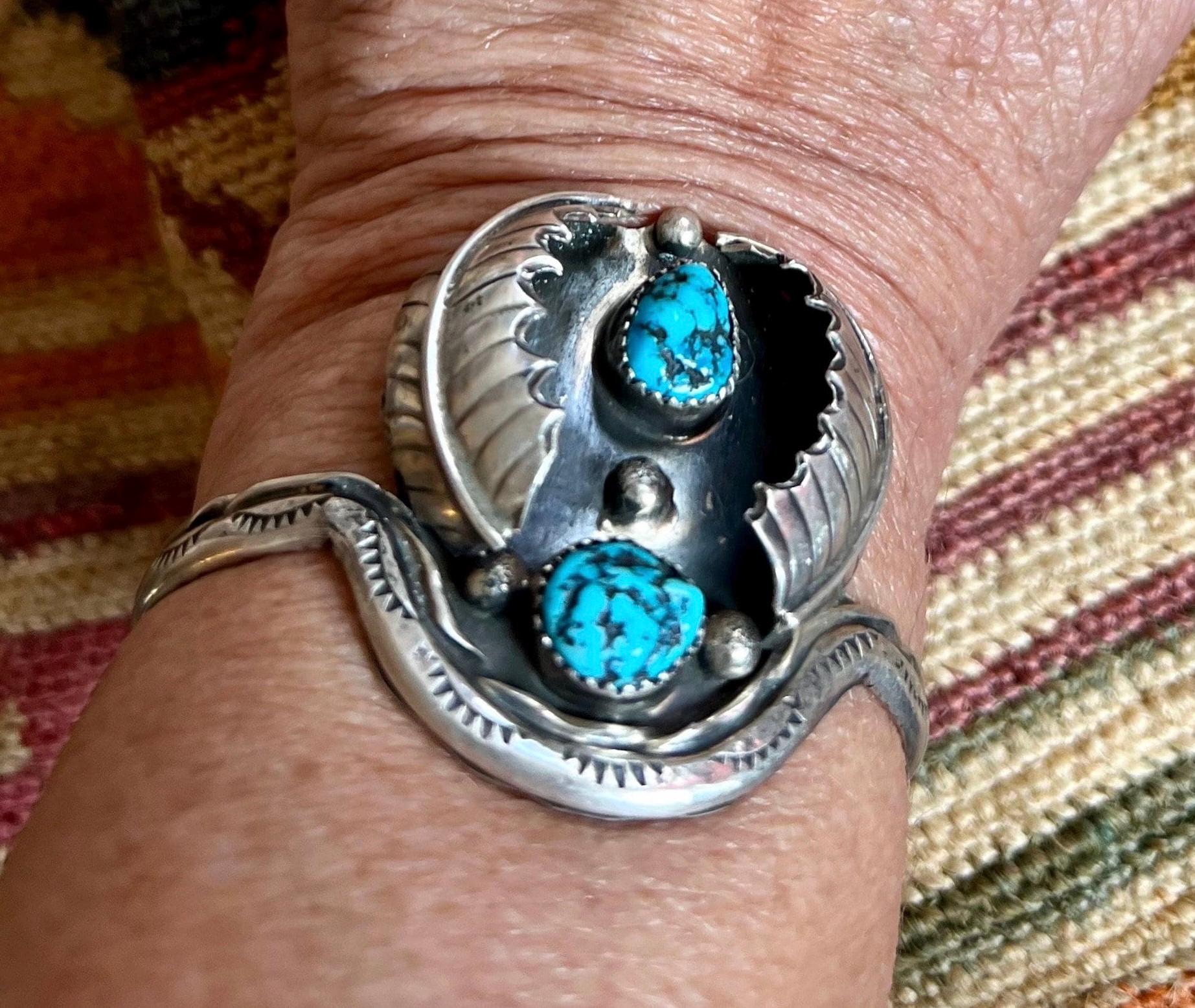 Vintage Old Pawn Navajo Sterling Silver Turquoise Cuff Bracelet - Etsy