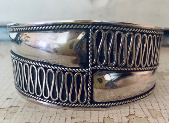 Wide Vintage Sterling Sterling Cuff Bracelet