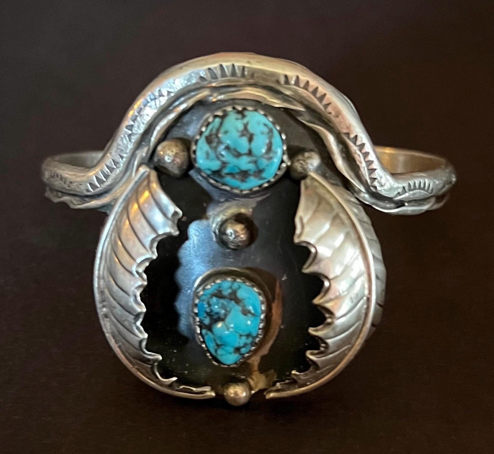 Vintage Old Pawn Navajo Sterling Silver Turquoise Cuff Bracelet - Etsy