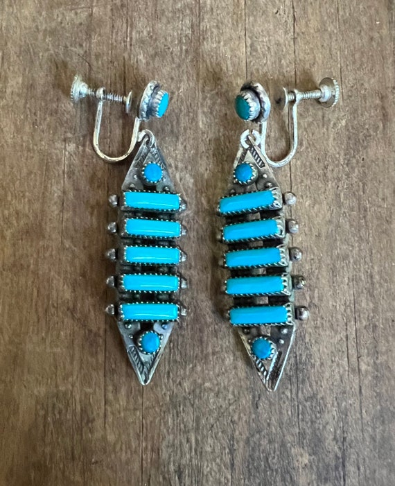 Vintage Old Pawn Zuni Turquoise Sterling Silver D… - image 2