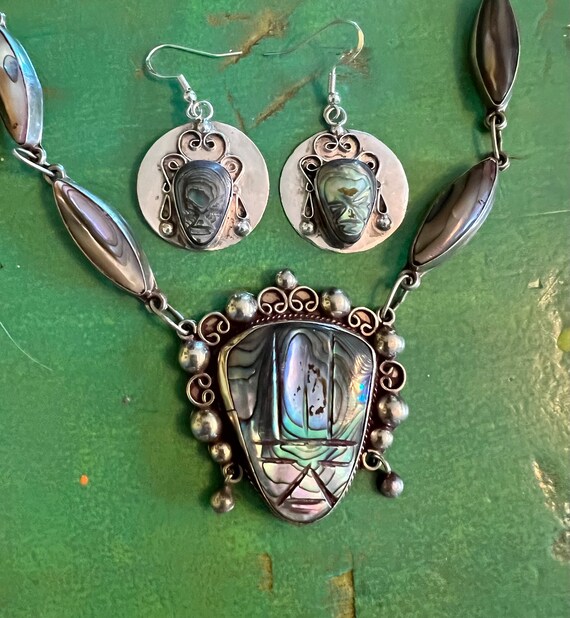 Vintage TAXCO Mexican 925 Sterling Silver Abalone… - image 3