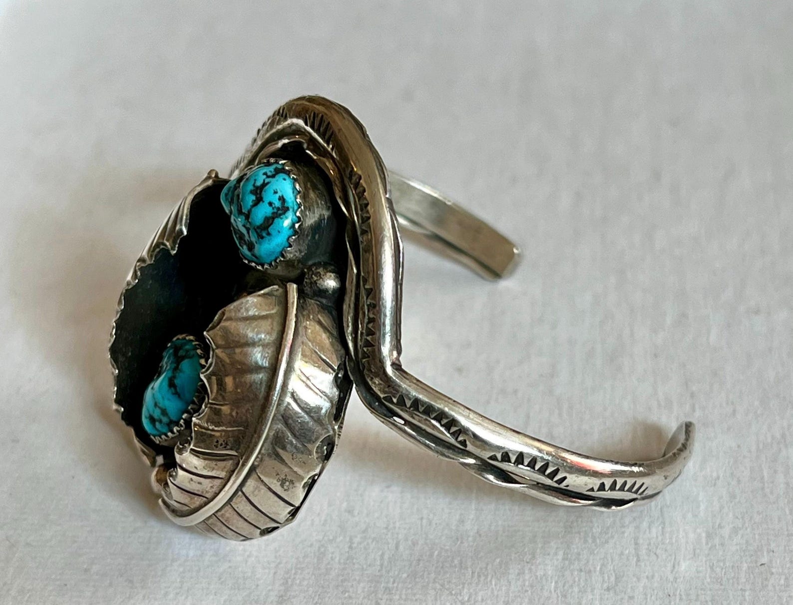 Vintage Old Pawn Navajo Sterling Silver Turquoise Cuff Bracelet - Etsy