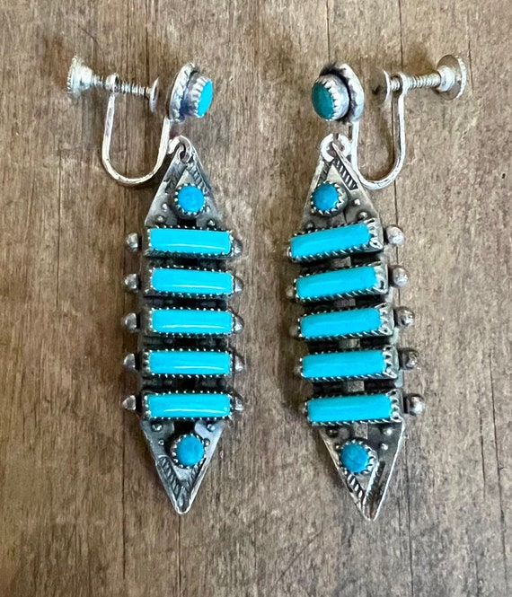 Vintage Old Pawn Zuni Turquoise Sterling Silver D… - image 1