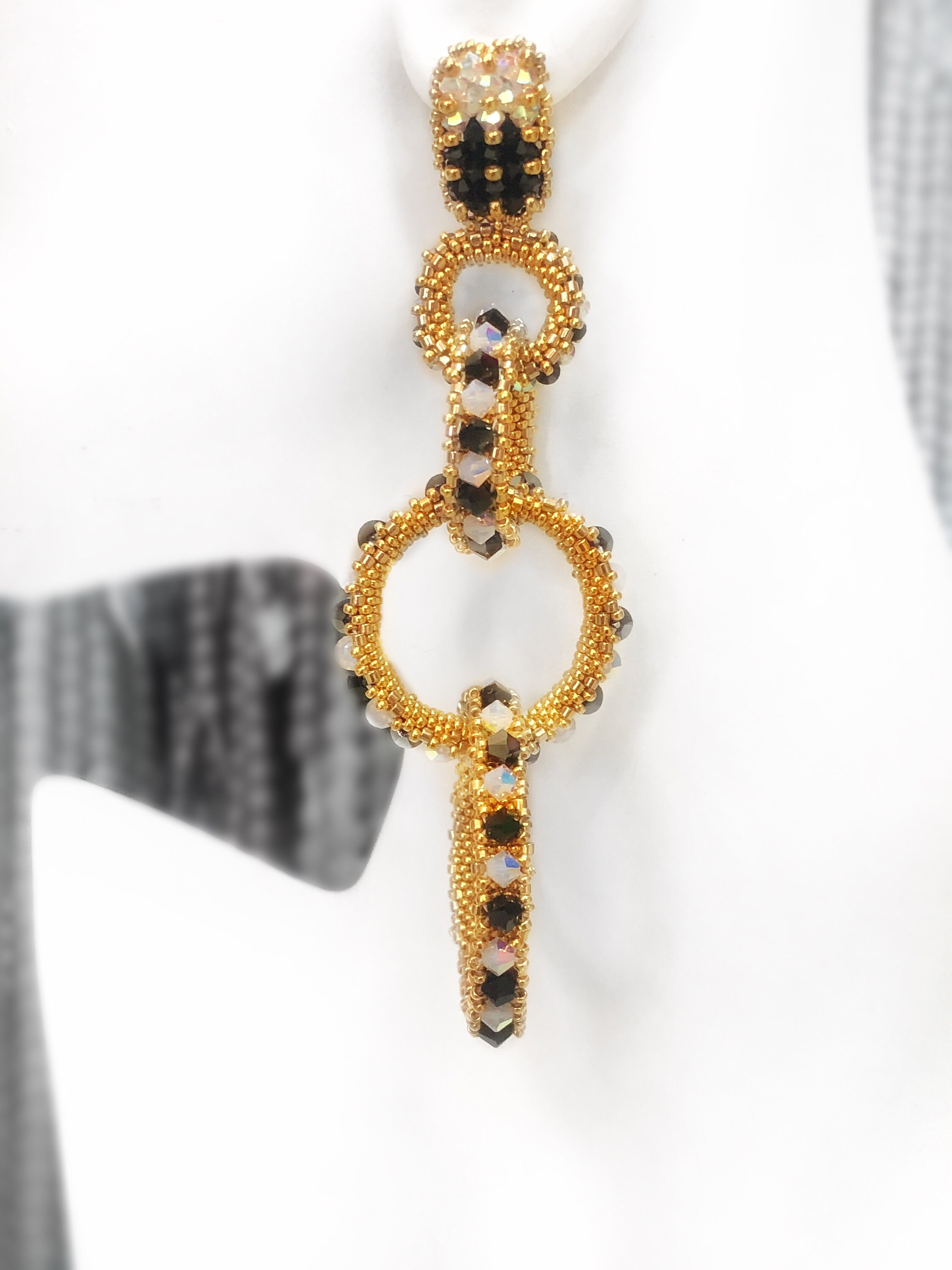 Grande Pave Margarita Earrings in Green & White main image 0