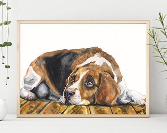 Beagle Water Color Painted style Art Potholder