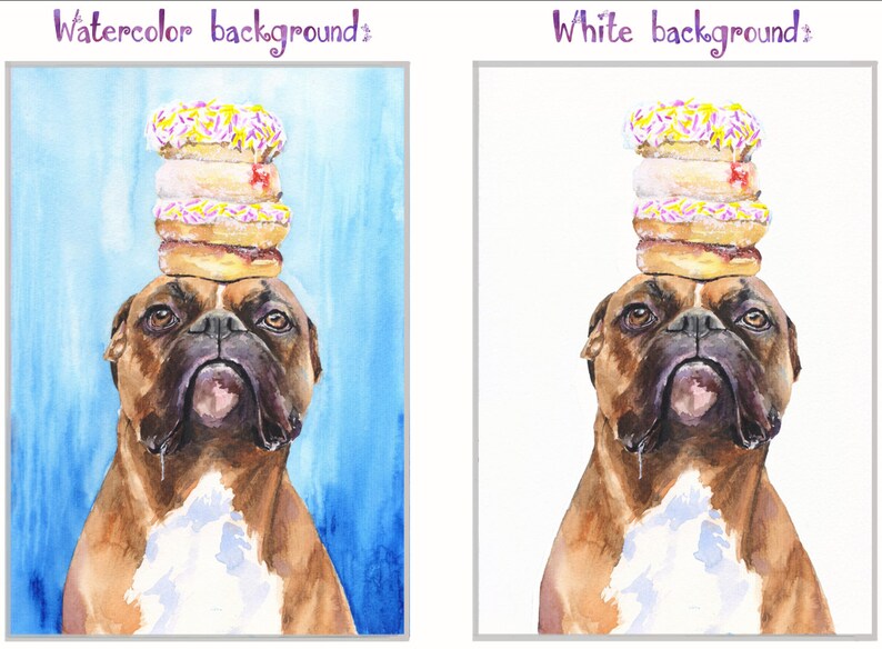 Boxer Print,Boxer Decor Boxer Wall Art,Camper Decor,Rustic,veterinarian gift dog and food funny print,donuts decor, Boxer Watercolor