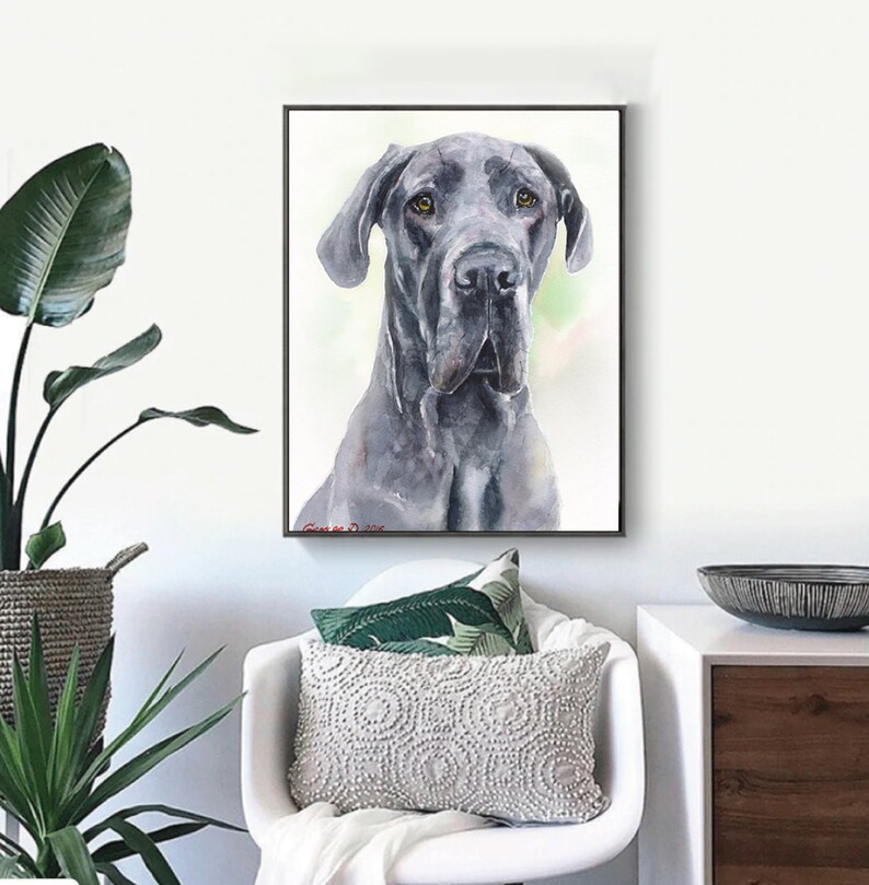 Great Dane Print Great Dane Decor Great Dane Watercolor | Etsy