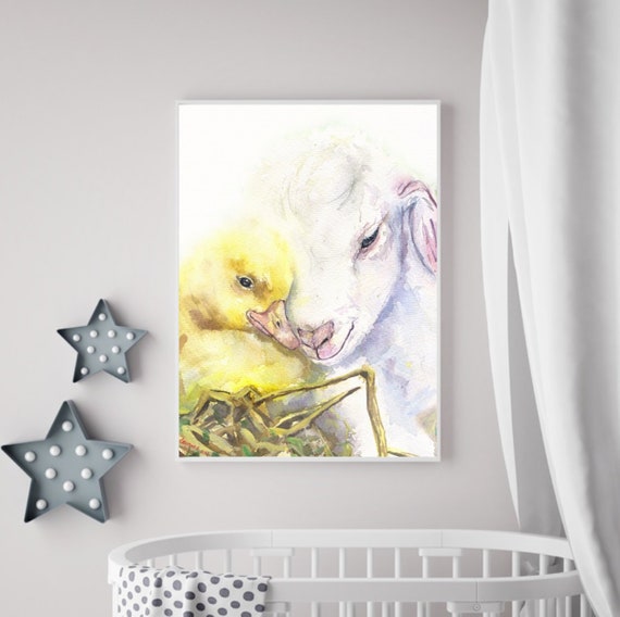 Watercolor Cow Print Vegan gift Farmhouse Art Calf Print Rustic Home Decor