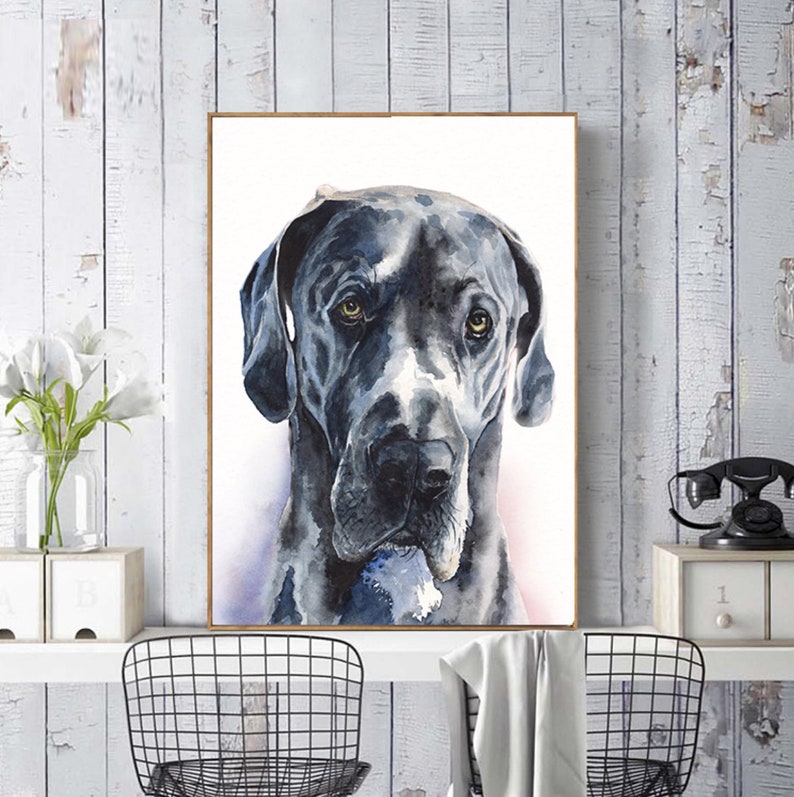 Great Dane Print Great Dane Decor Great Dane Watercolor | Etsy