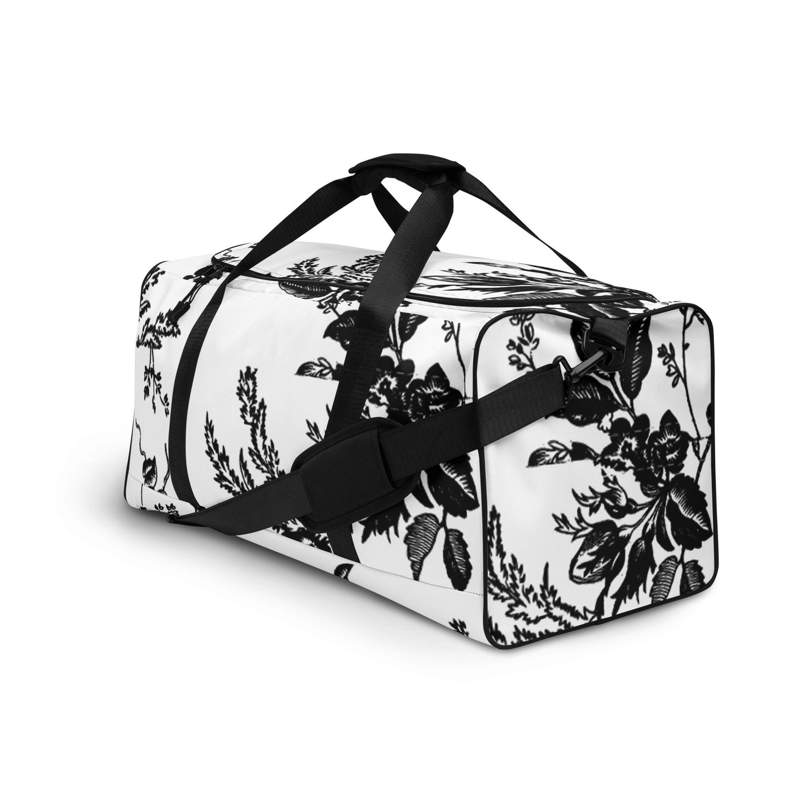 Berry Flowers Black Waterproof Travel Bag/Small