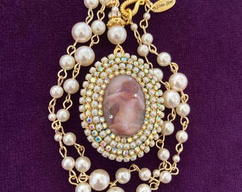 Baby Angel, Cupid, Putto, Cherub, Pearled Locket.
