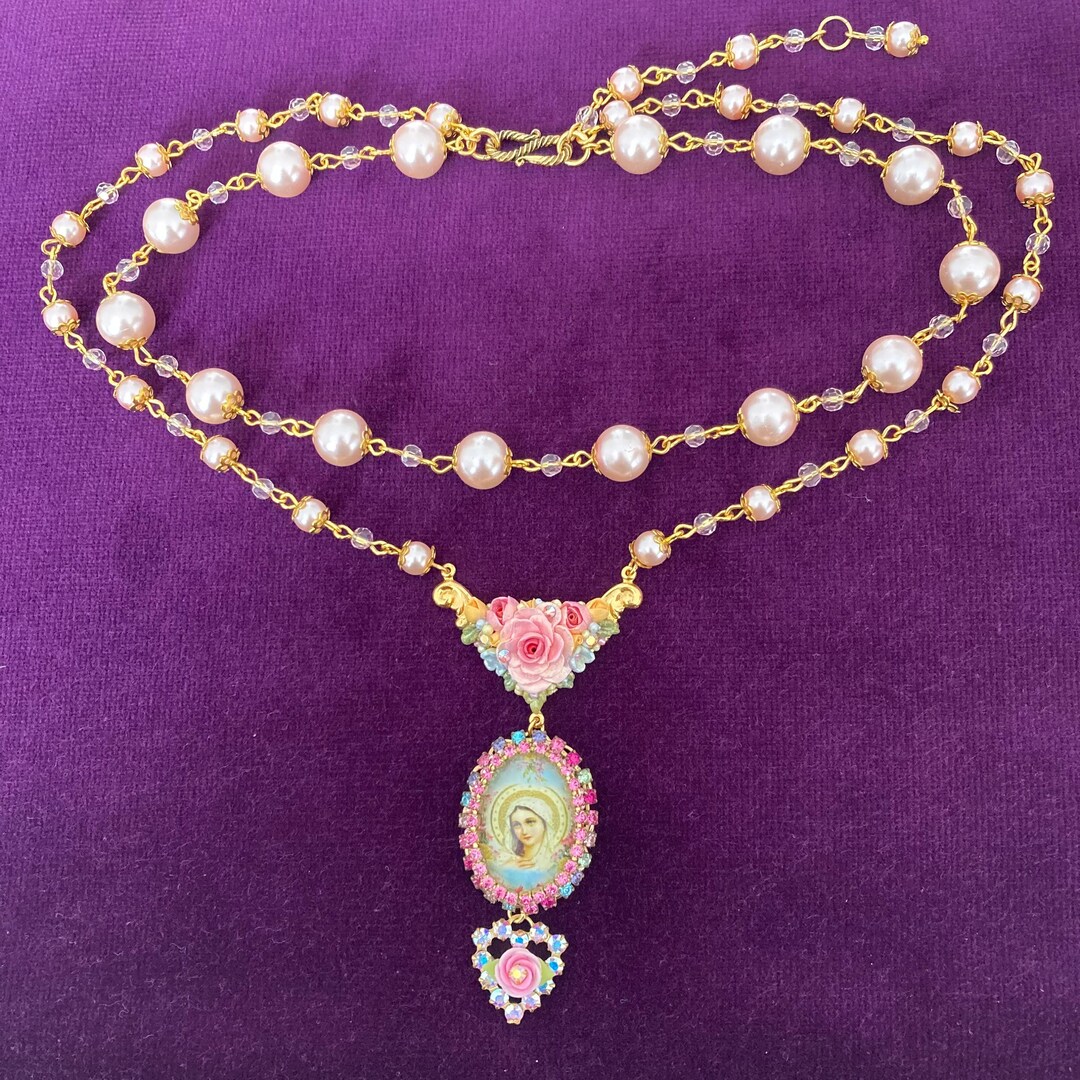 Virgin Mary Necklace Etsy
