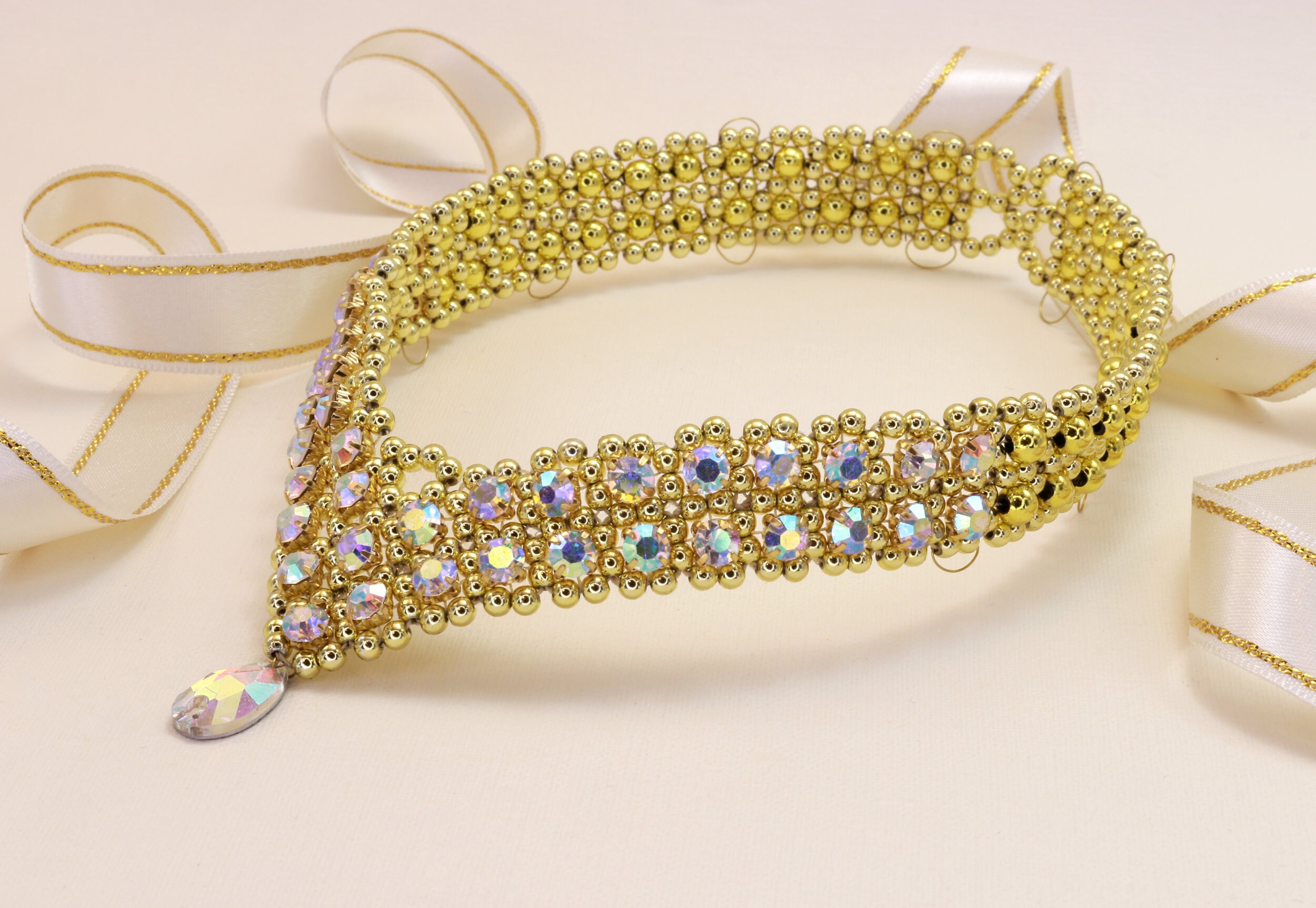 アラベスクモティーフのバレエテティアラ（No195） Headpiece for Ballerina Dancer, Ballet Variation Tiara, Gold