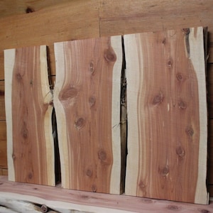 Three Red Cedar Slabs Live Edge Rustic 24 inches