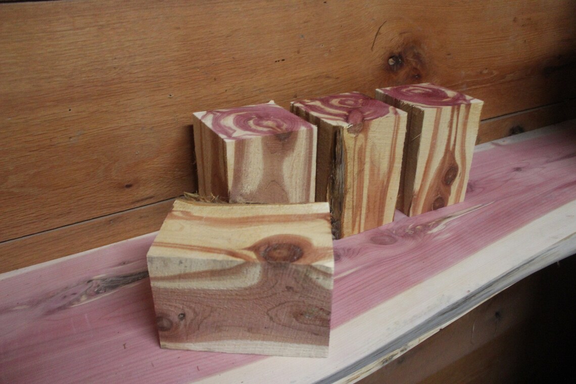 Four Red Cedar Blocks Rustic Material 5 1/2 inches Carving Etsy